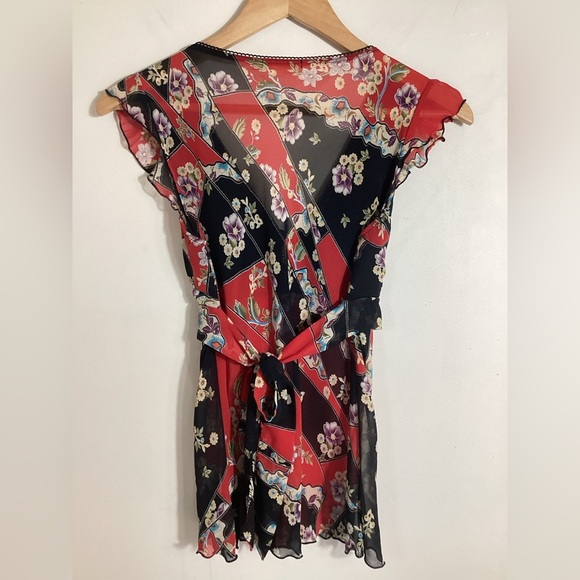 Forever 21 Y2K Vtg Fairy Babydoll Top Teen L Tie Back Sheer Bold Lorelei Gilmore - Picture 5 of 16